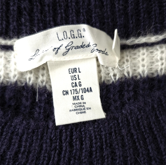 H&M  Crewneck Loose-Knit Sweater Size: L Color: Blue/ White  Stripe - Picture 4 of 10